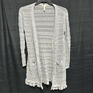 Matilda Jane Stay Cozy Knit Cardigan Duster Womens S Gray Wonderment‎ Mix Button